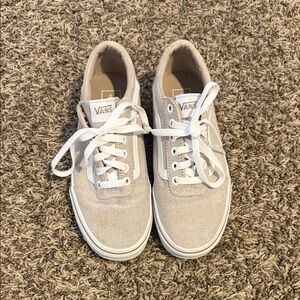 Vans Light Tan Canvas Sneakers with White Accents